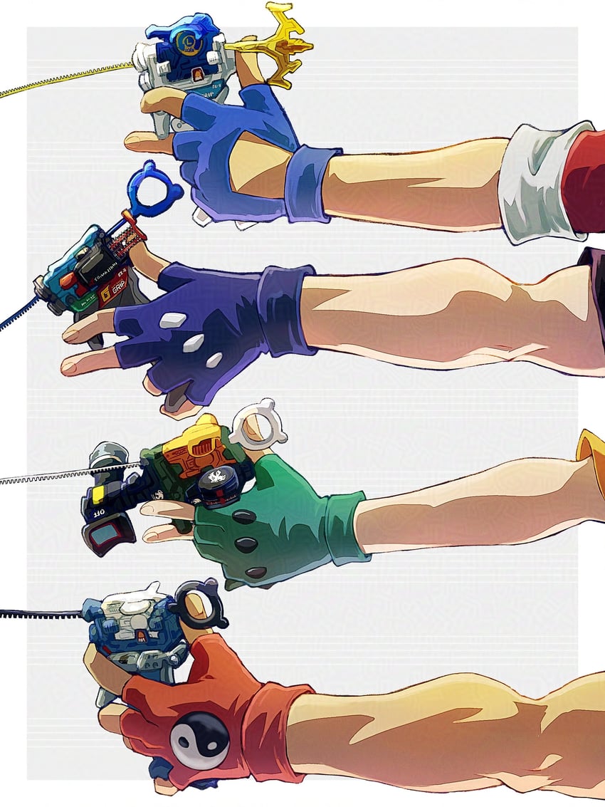 hiwatari kai, kinomiya takao, kon rei, and mizuhara max (beyblade and 1 more) drawn by tkoknmy0321