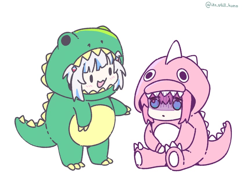 gawr gura, gotoh hitori, and smol gura (hololive and 2 more) drawn by its_still_kuno