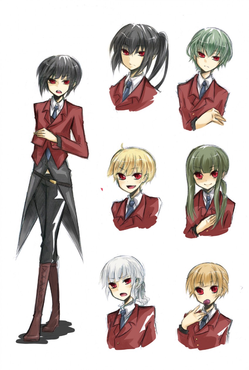 mammon, lucifer, asmodeus, beelzebub, belphegor, and 2 more (umineko no naku koro ni) drawn by tzaan