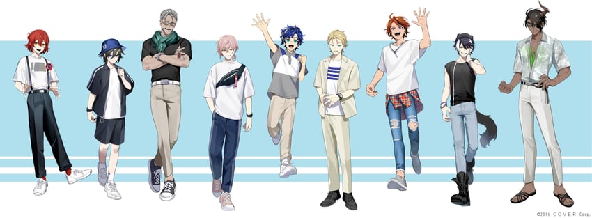 kageyama shien, astel leda, hanasaki miyabi, kanade izuru, aragami oga, and 4 more (holostars) drawn by take_bayashi_3d