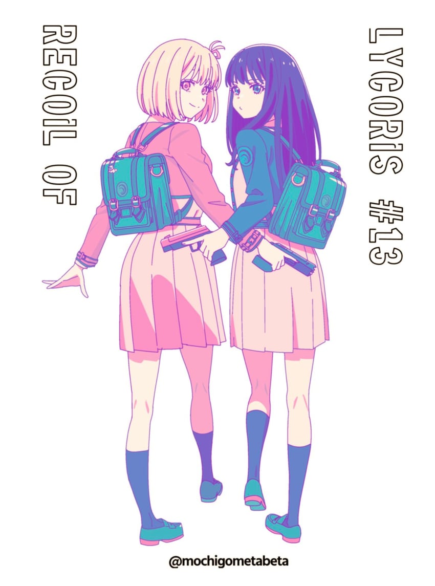 nishikigi chisato and inoue takina (lycoris recoil) drawn by miura_ayaka