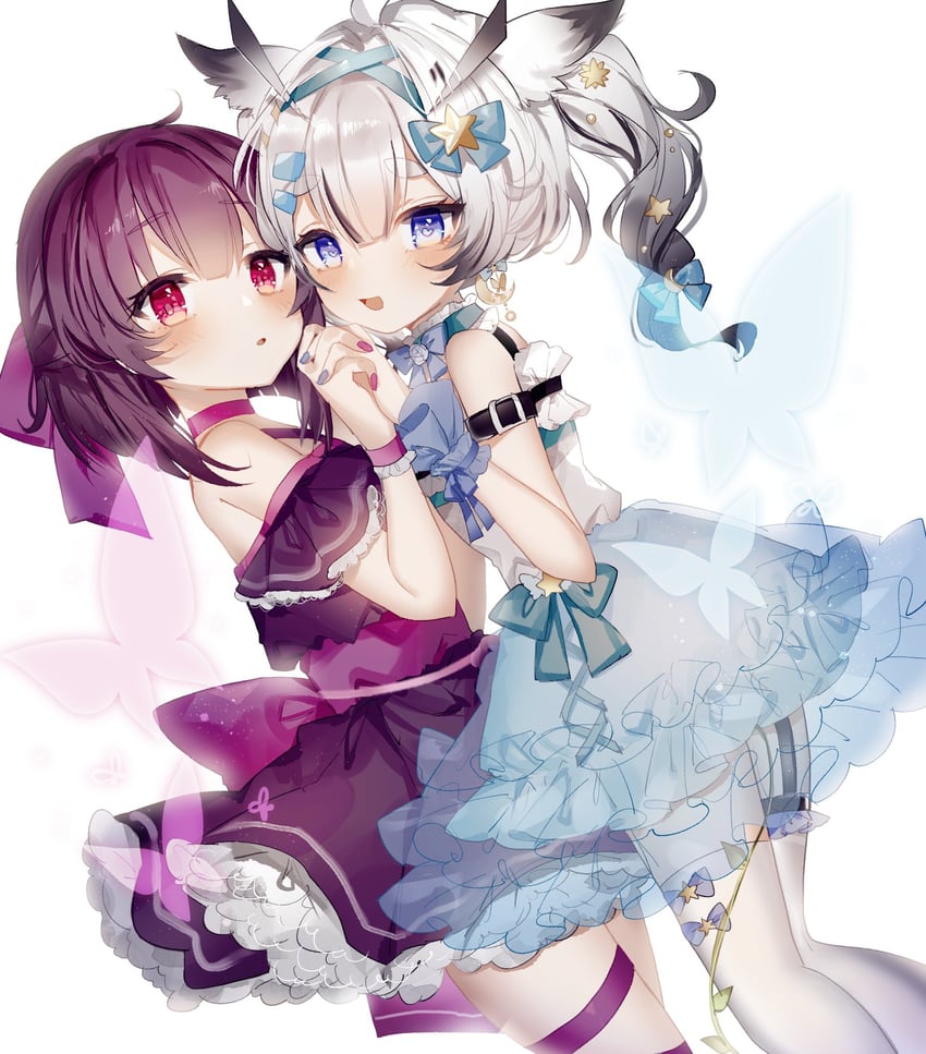 fallenshadow and mikazuki silvi (indie virtual youtuber) drawn by sorani_(kaeru0768)