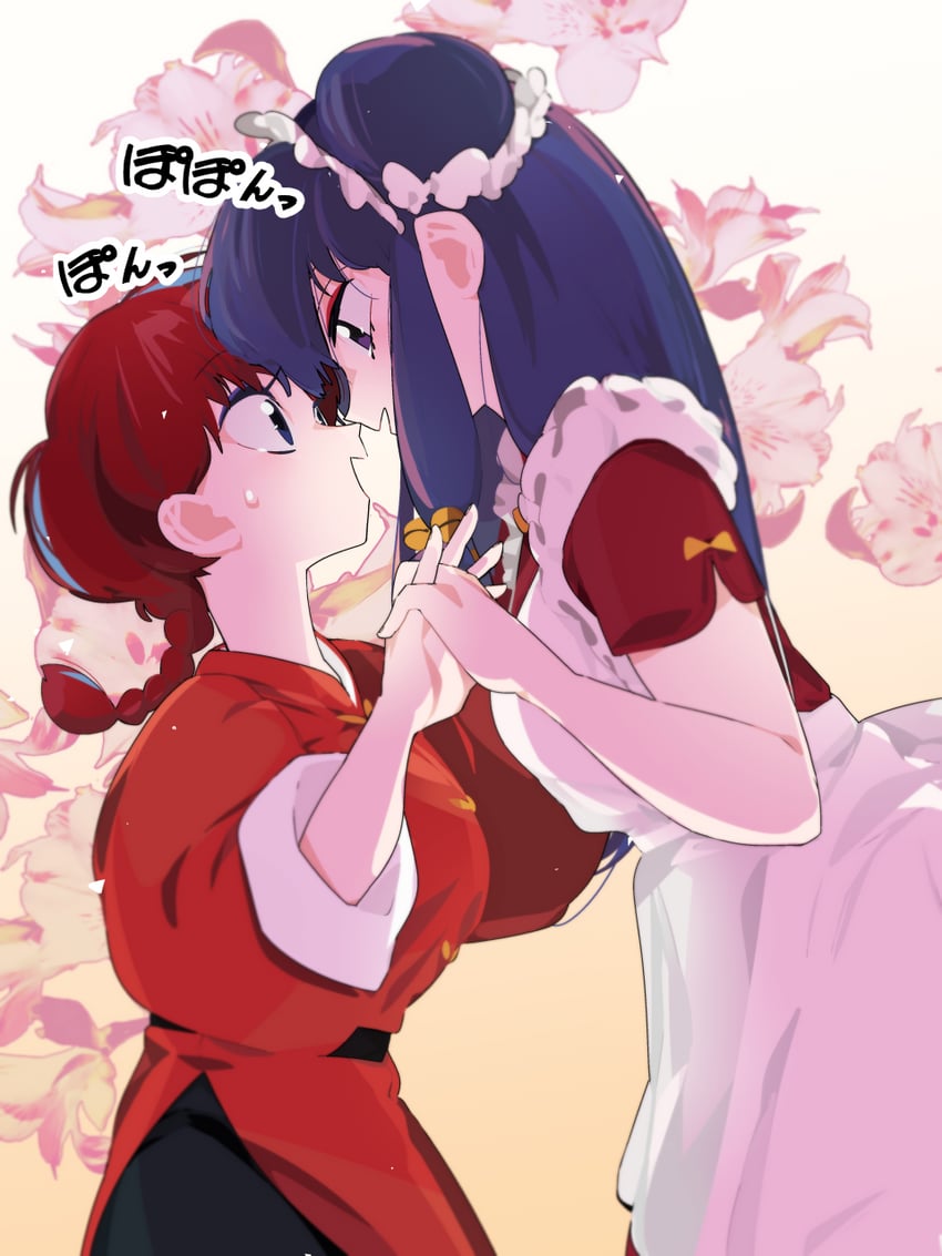 ranma-chan and shampoo (ranma 1/2) drawn by idkuroi