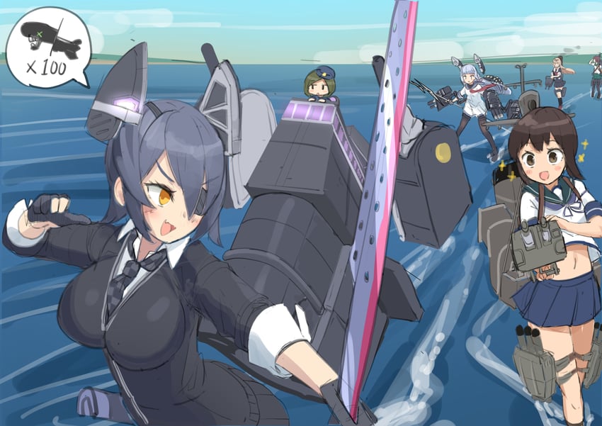 yuudachi, tenryuu, fubuki, murakumo, fairy, and 2 more (kantai collection) drawn by osananajimi_neko