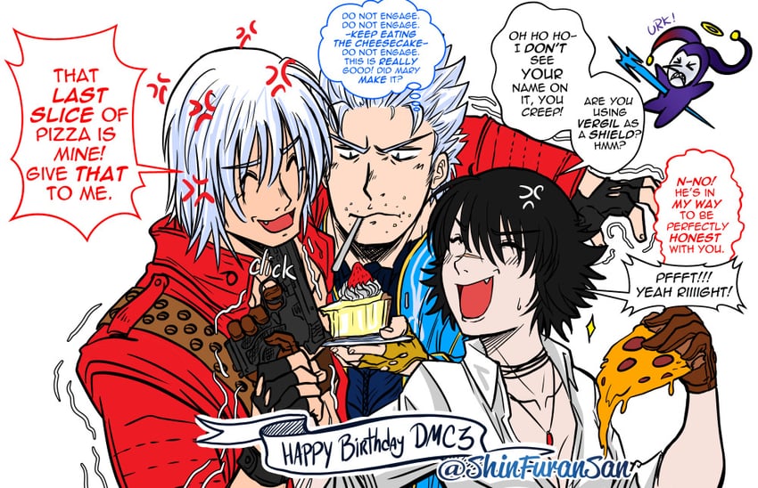 dante, vergil, lady, and jester (devil may cry and 1 more) drawn by shinfuransan