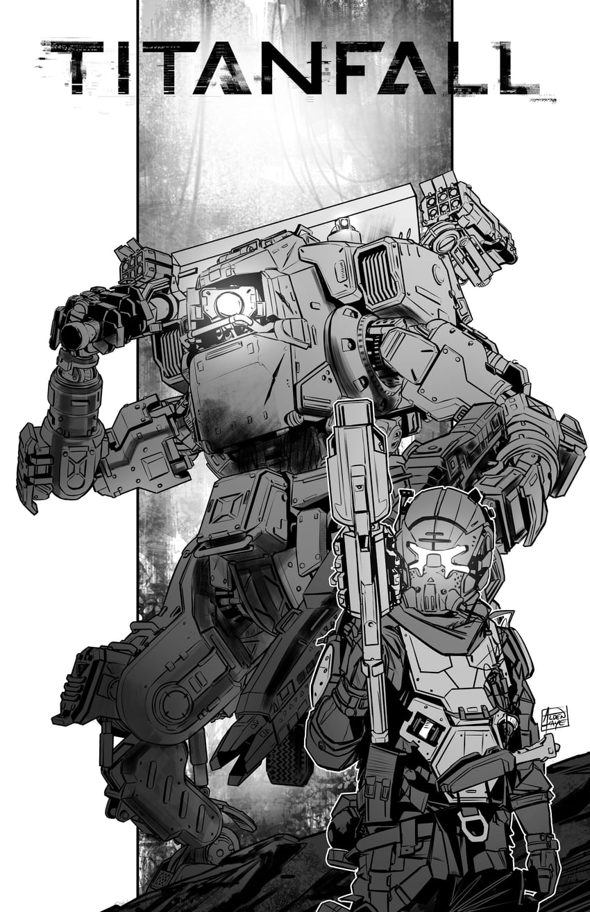 bt-7274 and jack cooper (titanfall and 1 more) drawn by aldenk_art