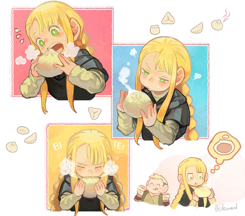 marcille donato and laios touden (dungeon meshi) drawn by edo_mond_(edoedoedomond)