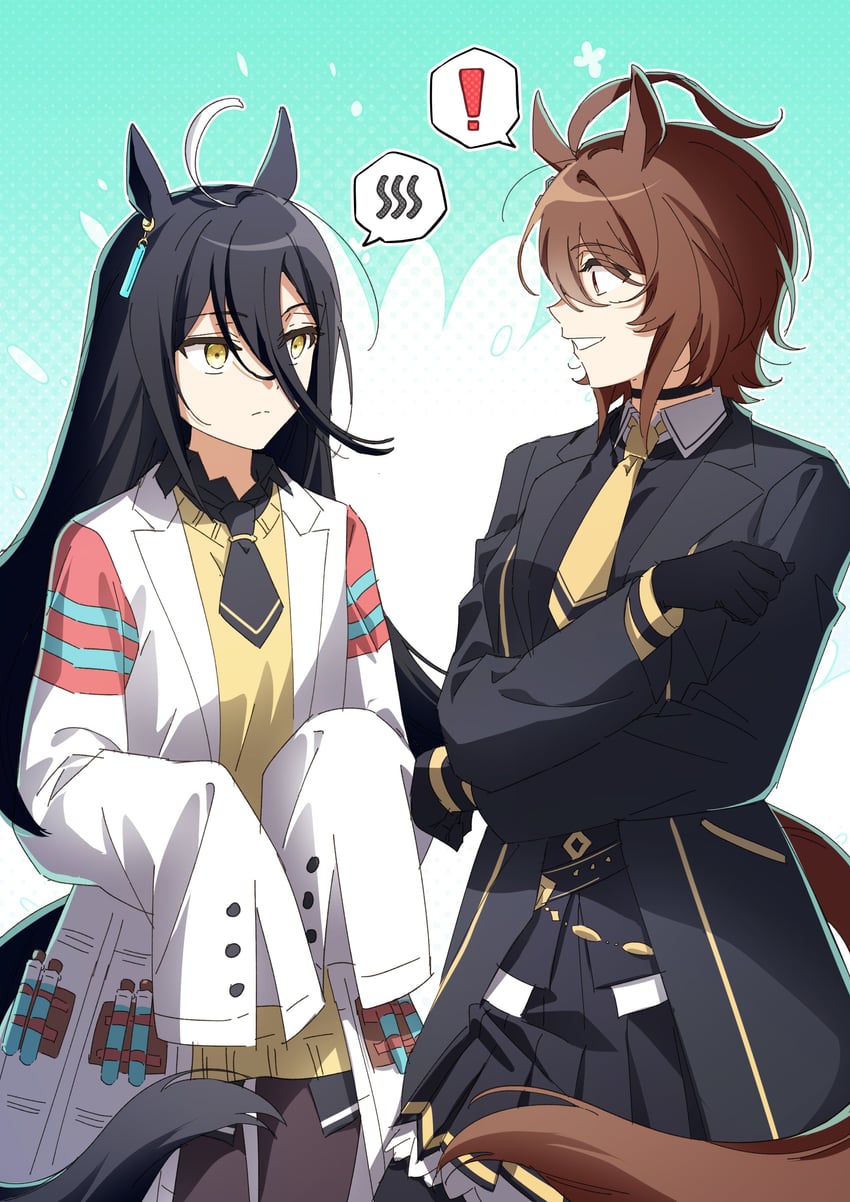 agnes tachyon and manhattan cafe (umamusume) drawn by duck_sal