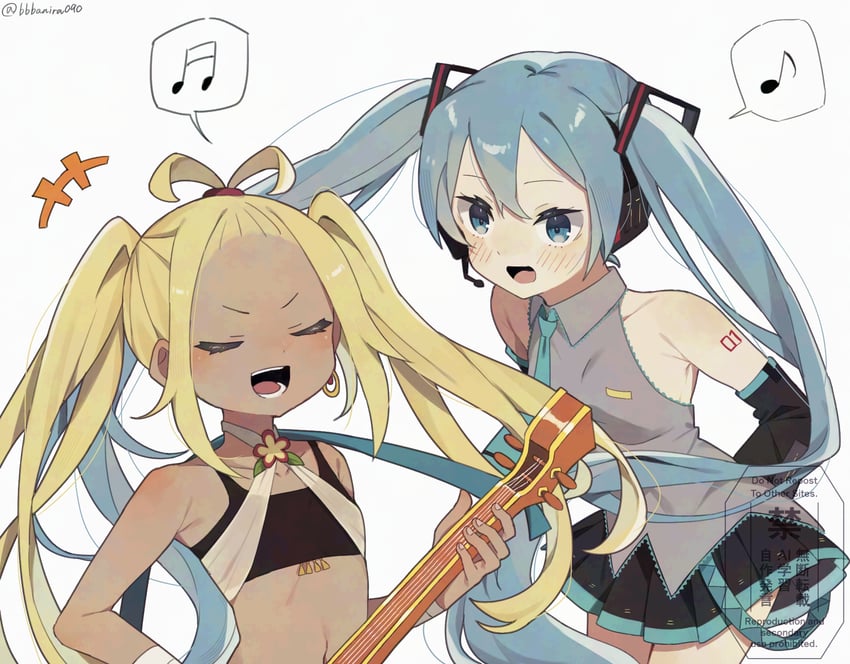 hatsune miku and liliana masquerade (vocaloid and 1 more) drawn by banira_shio