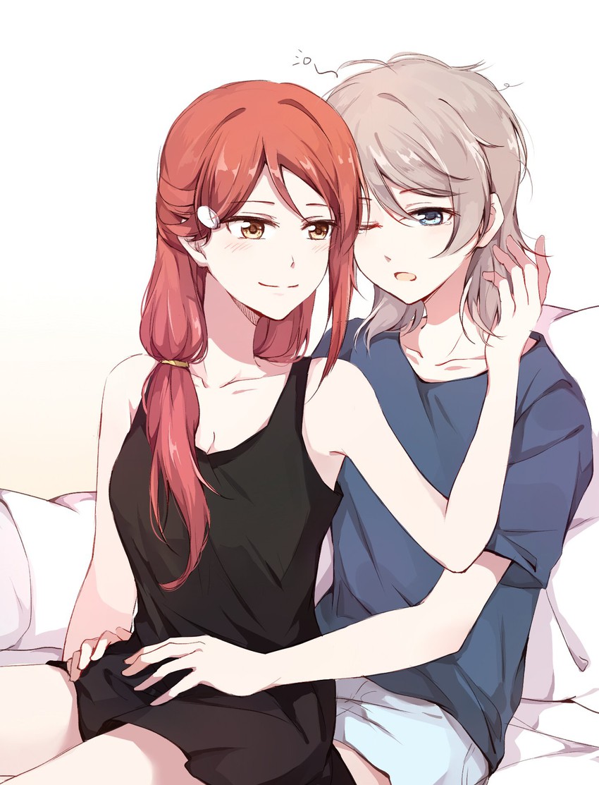 watanabe you and sakurauchi riko (love live! and 1 more) drawn by gemi_25