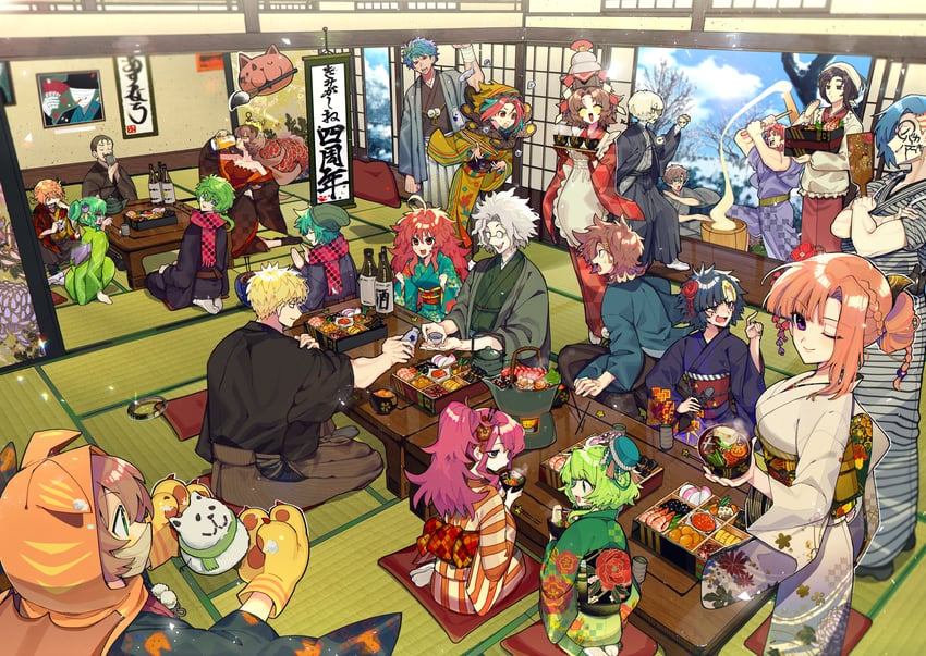 hiyori sou, chidouin sara, midori, kizuchi kanna, satou kai, and 20 more (kimi ga shine) drawn by m_96_1