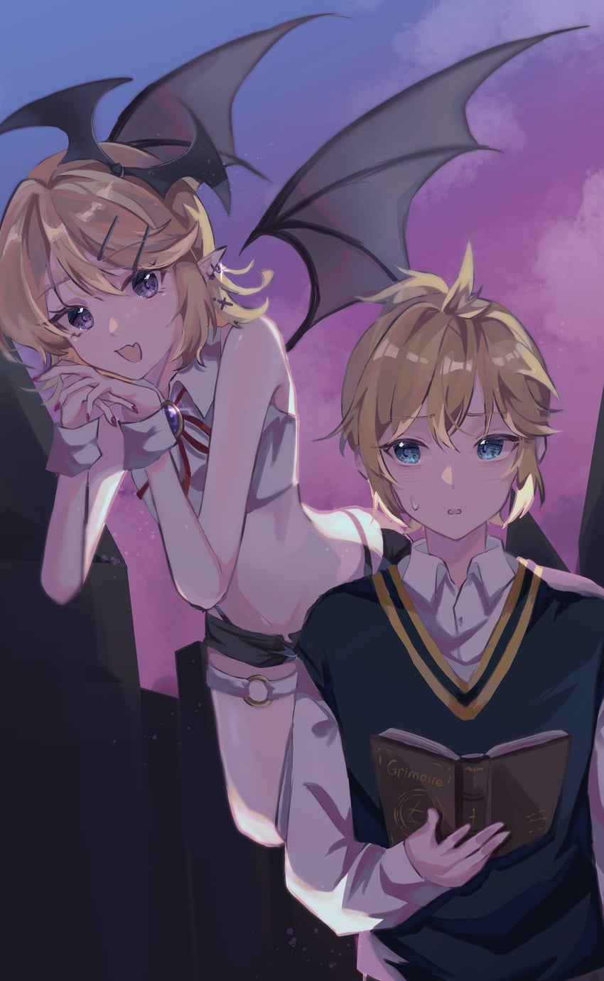 kagamine rin and kagamine len (vocaloid) drawn by carin_(c_arin1012)