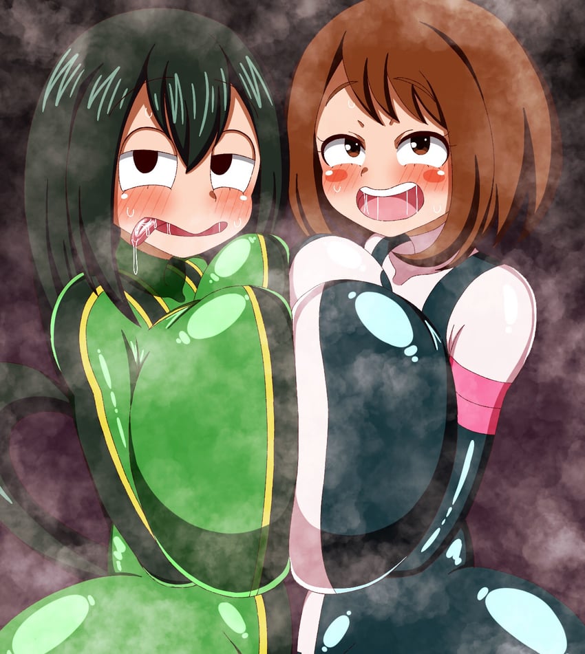 uraraka ochaco and asui tsuyu (boku no hero academia) drawn by pen_(pencil3693)