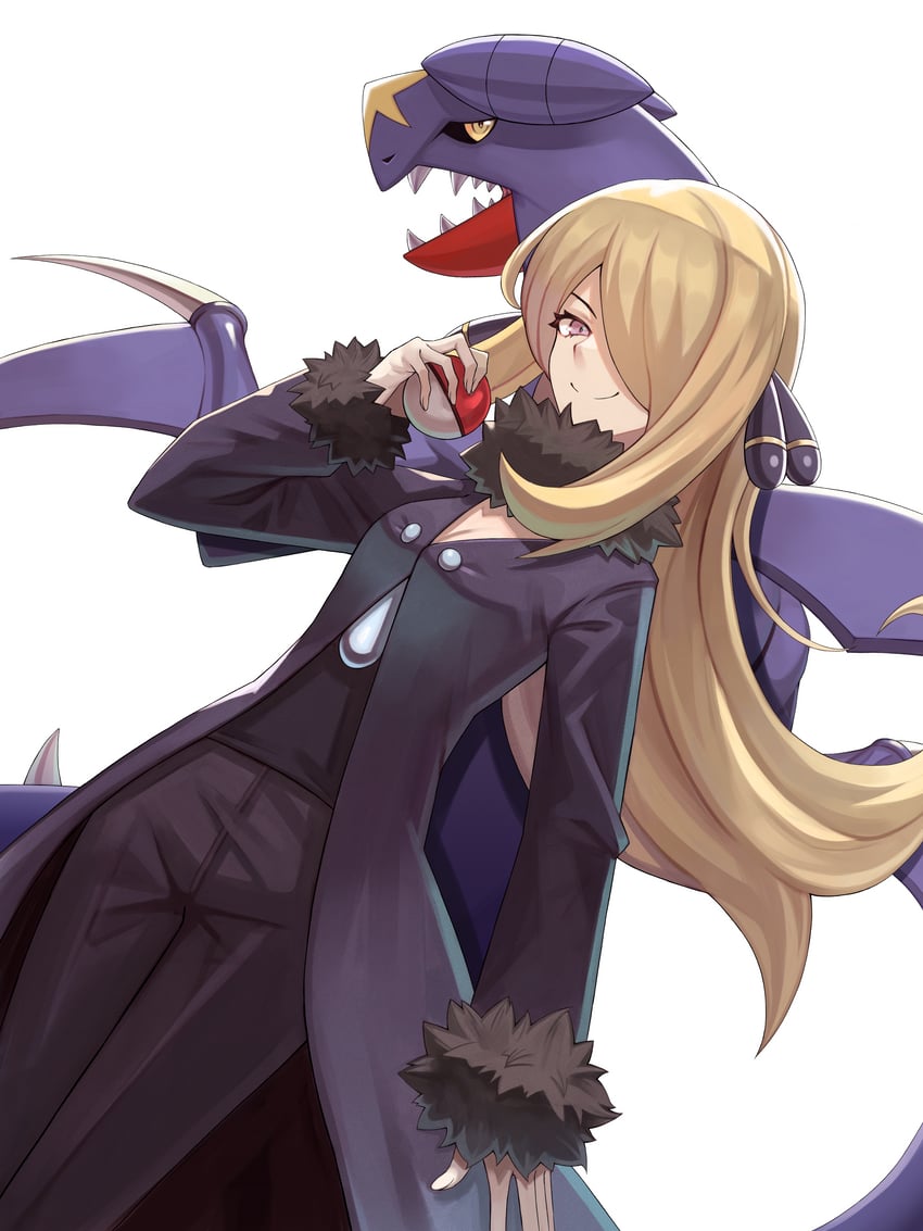 cynthia and garchomp (pokemon and 1 more) drawn by ziu