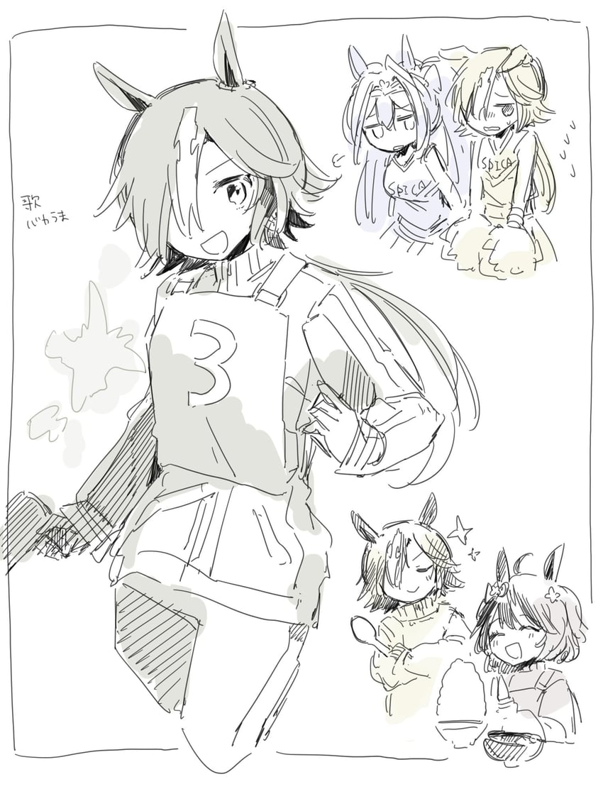 daiwa scarlet, kitasan black, and vodka (umamusume) drawn by shiobara_(31shiobara)