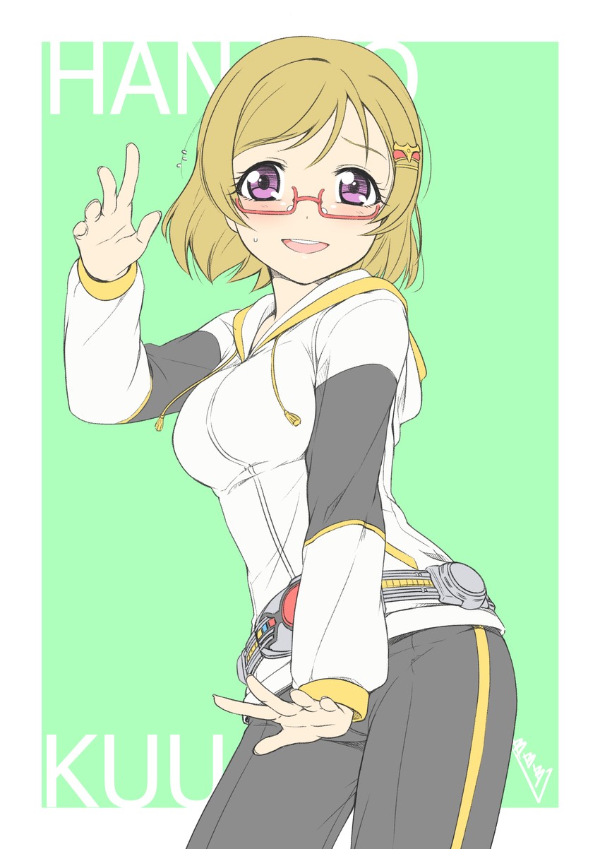 koizumi hanayo and kamen rider kuuga (love live! and 3 more) drawn by bunji