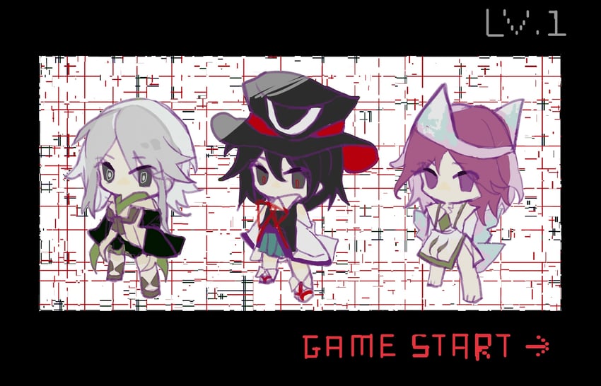 enraku tsubakura, houlen yabusame, and shion (len'en and 1 more) drawn by shengji