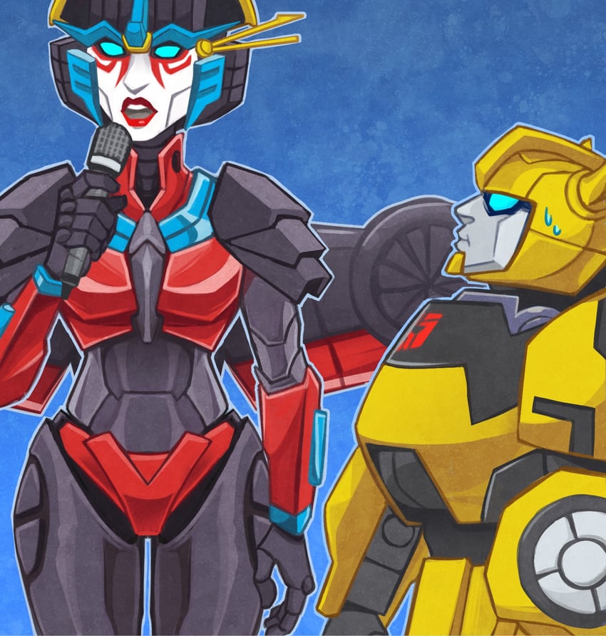 bumblebee and windblade (transformers and 1 more) drawn by sabrebash