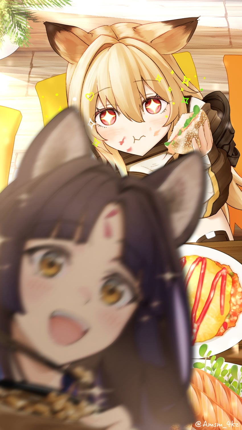 ceobe and saga (arknights) drawn by yokaze_(yokajie)