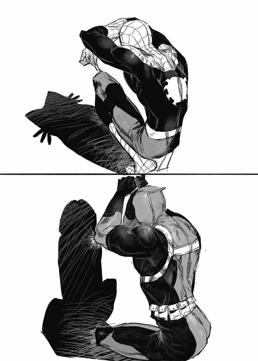 deadpool and spider-man (marvel and 2 more) drawn by fang_wo_zou_aaaaaa