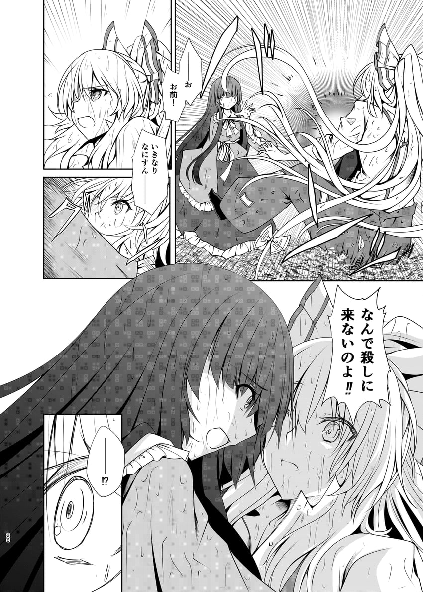 fujiwara no mokou and houraisan kaguya (touhou) drawn by kitora_(kisekinonameko)