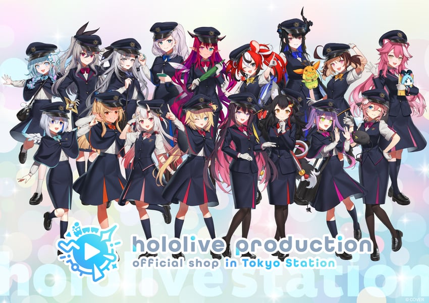 tokoyami towa, ookami mio, amane kanata, hakos baelz, nakiri ayame, and 16 more (hololive and 3 more) drawn by hiiragi_(karashriker)