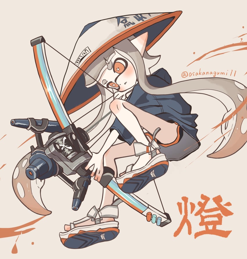 inkling player character and inkling girl (splatoon and 1 more) drawn by osakanagumi11