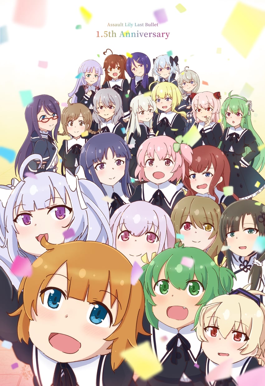 kuo shenlin, hitotsuyanagi riri, kaede johan nouvel, wang yujia, shirai yuyu, and 17 more (assault lily) drawn by kona_kuzu