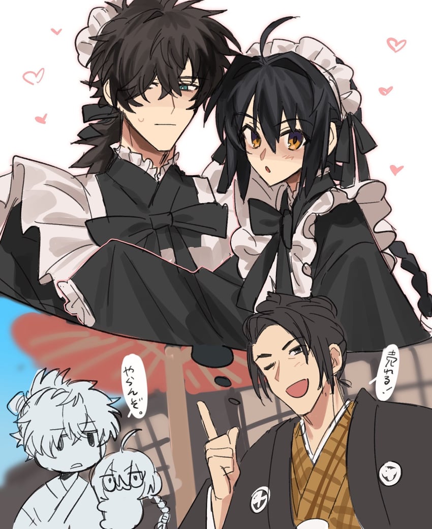 yamato takeru, miyamoto iori, and arai sukenoshin (fate and 1 more) drawn by ameman