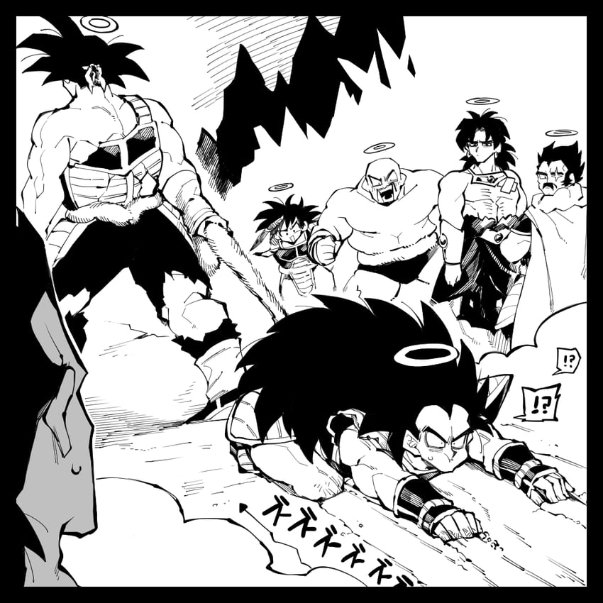 broly, bardock, raditz, nappa, tullece, and 2 more (dragon ball and 1 more) drawn by haseko123