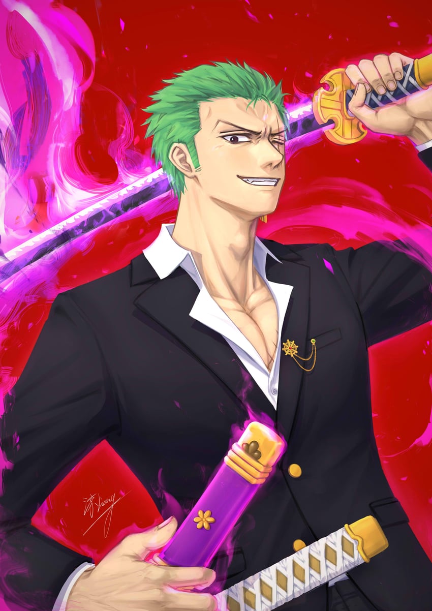 roronoa zoro (one piece) drawn by jian_liang