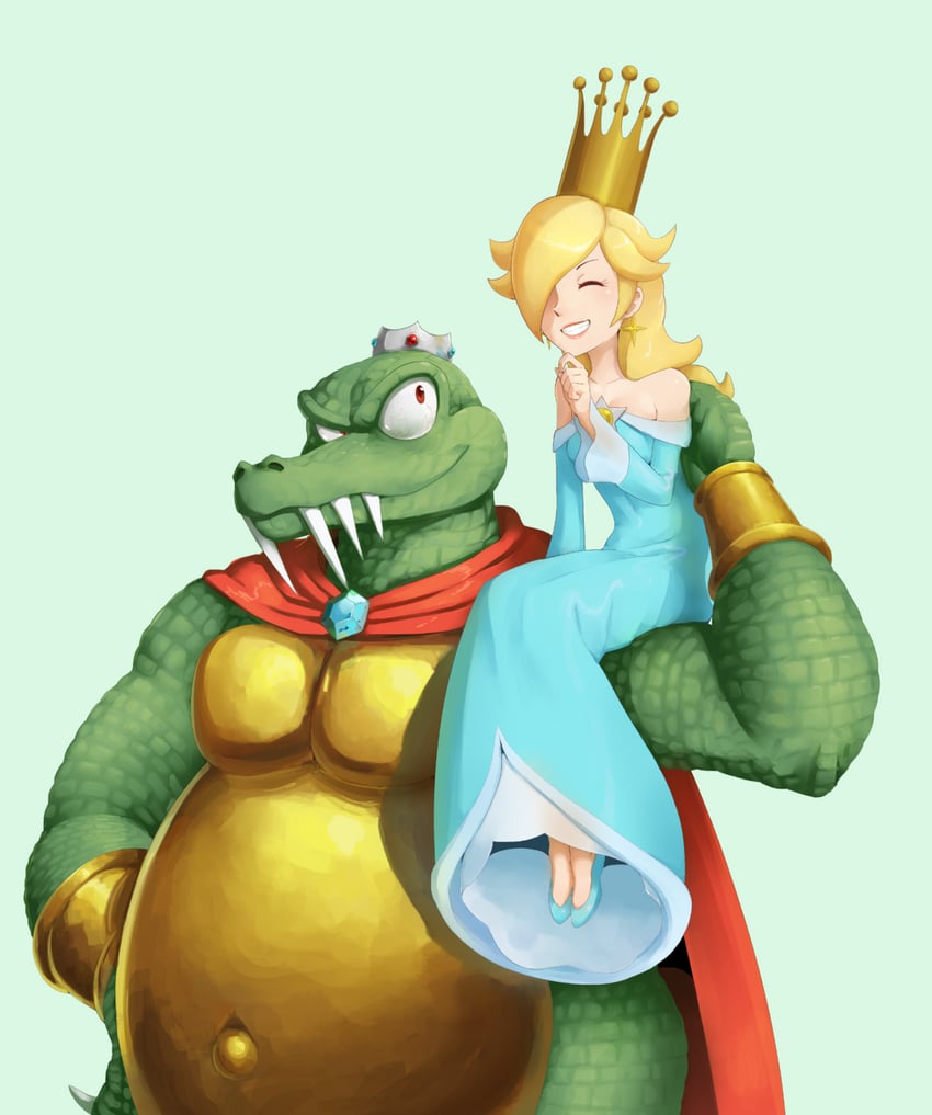 rosalina and king k. rool (mario and 4 more) drawn by fatmanass