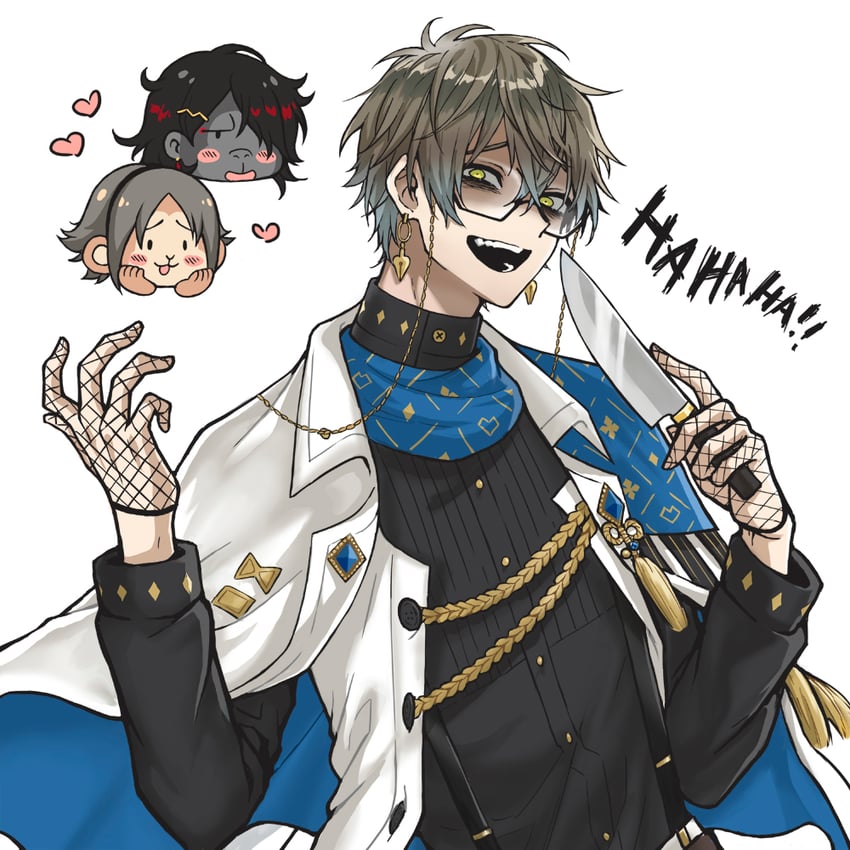 ike eveland, vox akuma, and mysta rias (nijisanji and 1 more) drawn by monotsuki