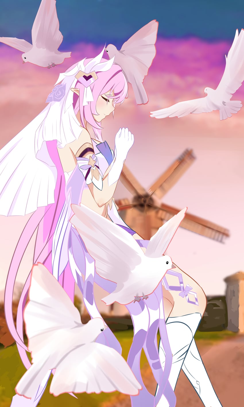 elysia (honkai and 1 more) drawn by qianying