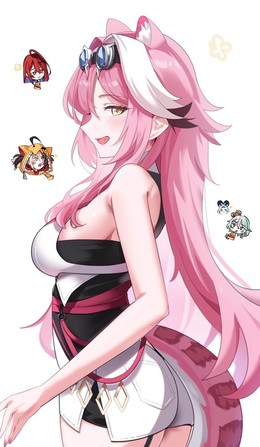 raora panthera, gigi murin, cecilia immergreen, elizabeth rose bloodflame, and chattino (hololive and 1 more) drawn by jimo_0074