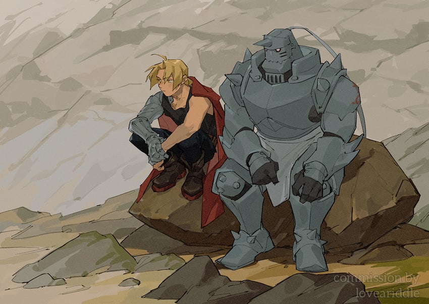 edward elric and alphonse elric (fullmetal alchemist) drawn by loveariddle