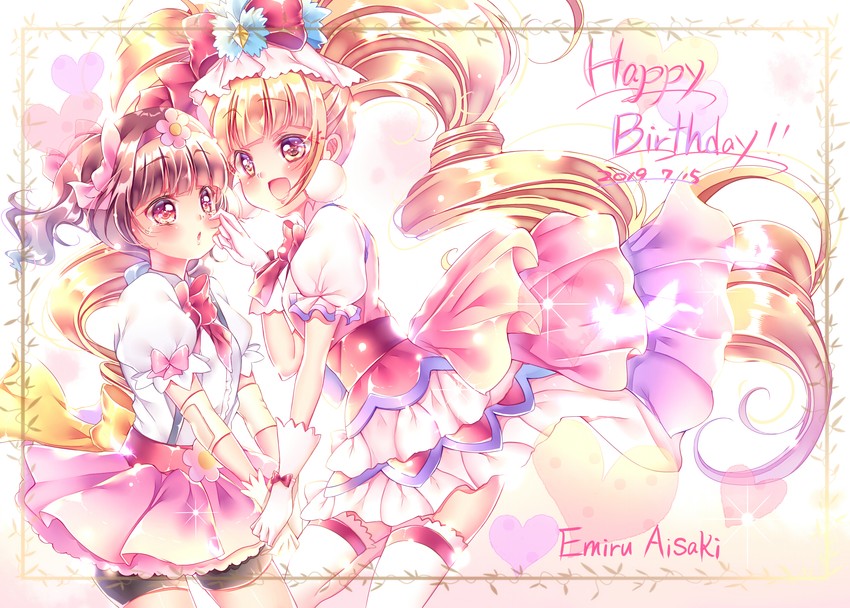 aisaki emiru and cure macherie (precure and 1 more) drawn by touki_matsuri