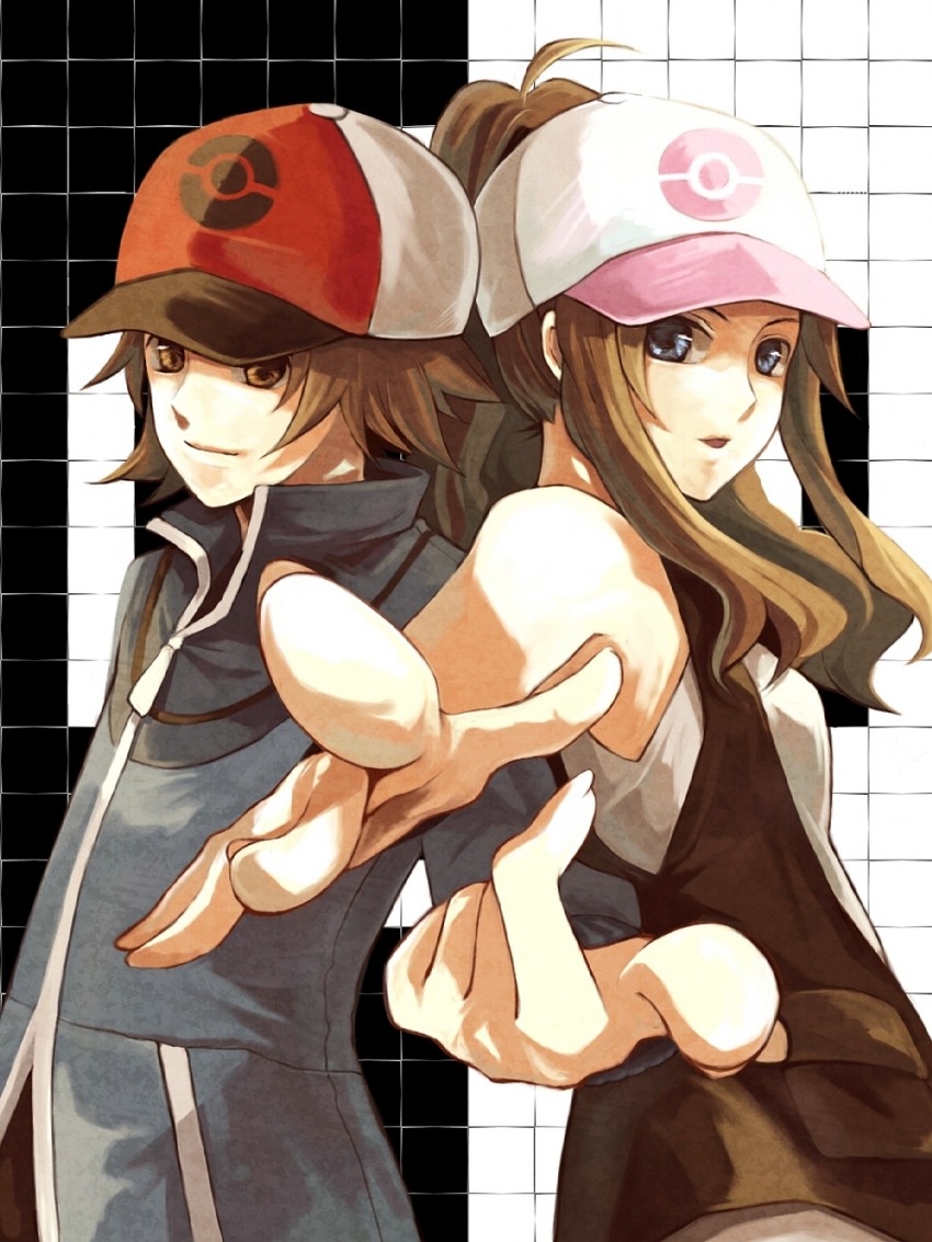 hilda and hilbert (pokemon and 1 more) drawn by nakoromo