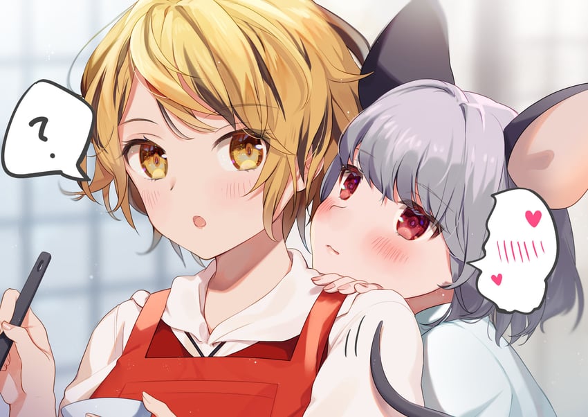 nazrin and toramaru shou (touhou) drawn by ari_don