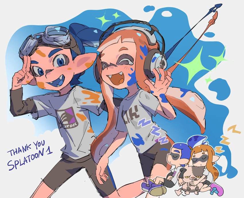 inkling player character, inkling girl, inkling boy, kaori, judd, and 1 more (splatoon and 1 more) drawn by usa_go13
