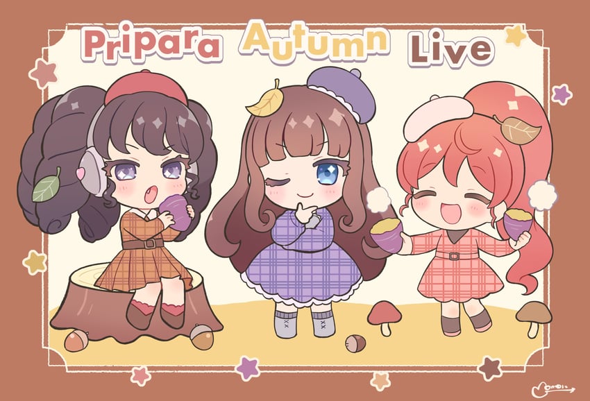 kurosu aroma, shiratama mikan, and gaaruru (pretty series and 1 more) drawn by momokan_(mmkn100)