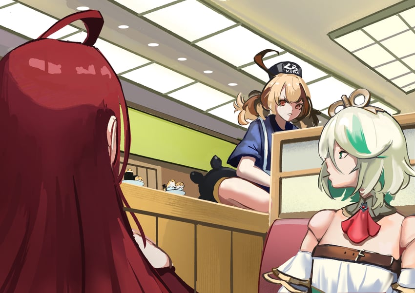 gigi murin, cecilia immergreen, elizabeth rose bloodflame, and grem (hololive and 1 more) drawn by ago_(owenanaken)
