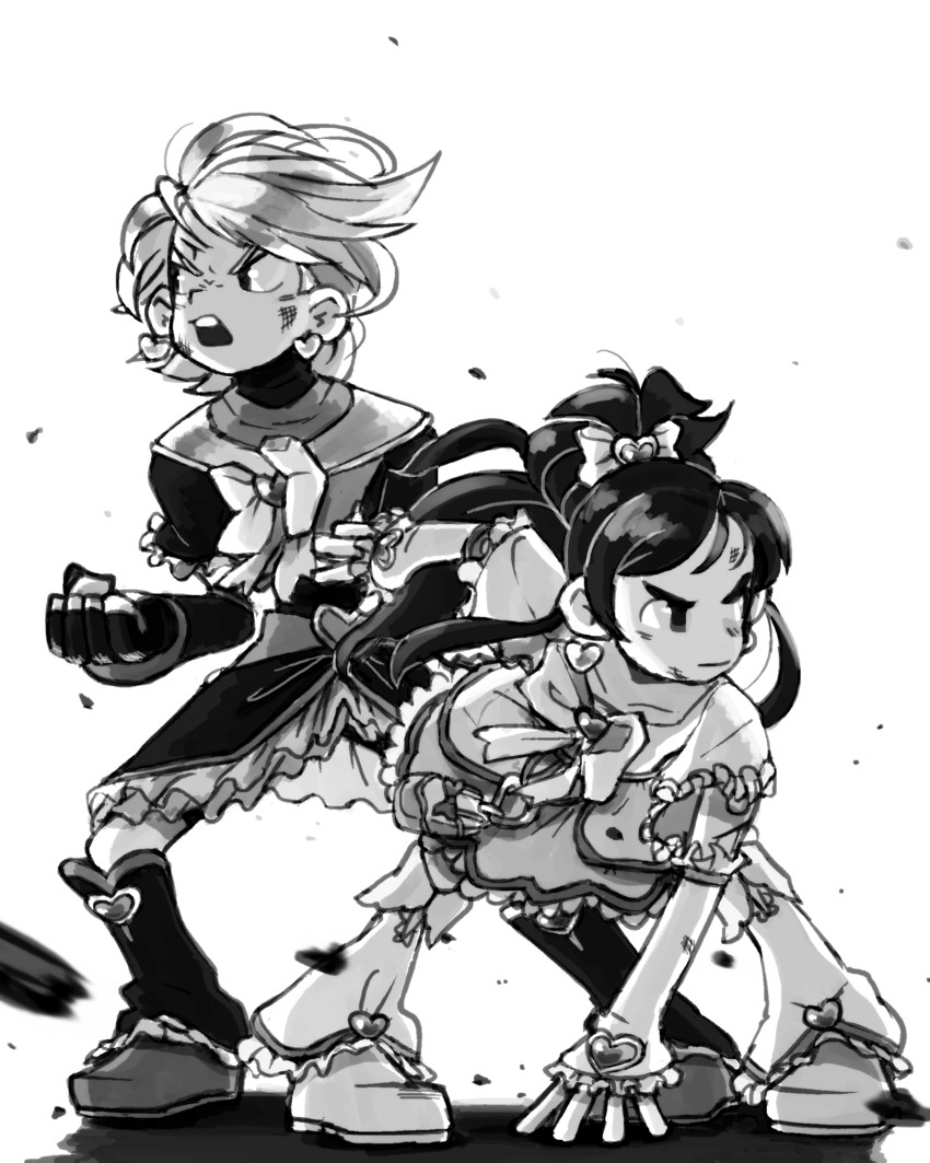 misumi nagisa, yukishiro honoka, cure black, and cure white (precure and 1 more) drawn by friedbun
