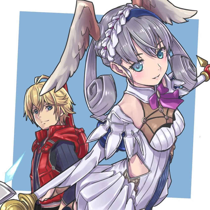 melia antiqua and shulk (xenoblade chronicles and 2 more) drawn by yazwo