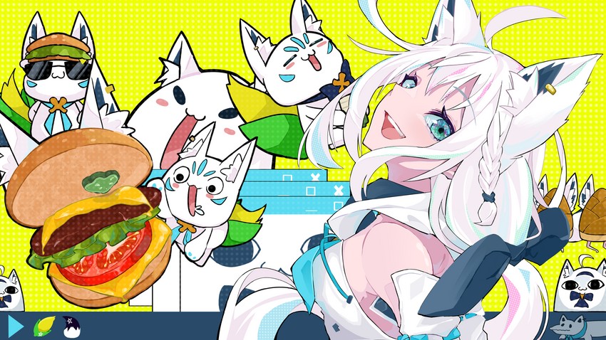 shirakami fubuki, sukonbu, miteiru, oruyanke, and fubuzilla (hololive) drawn by ao_no_kitsune