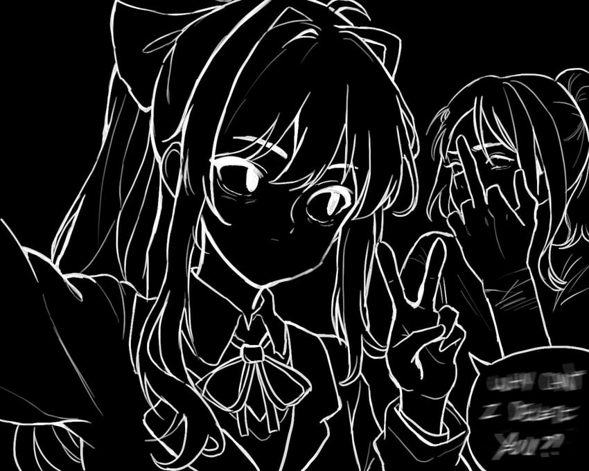 monika and nicole (doki doki literature club and 1 more) drawn by krissywaffles