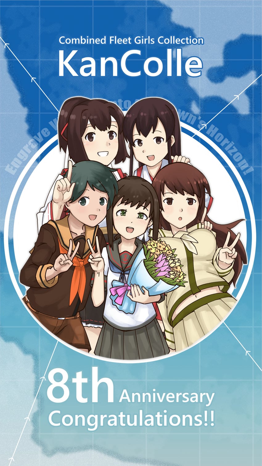 akagi, fubuki, ooi, mogami, ise, and 4 more (kantai collection) drawn by nwr