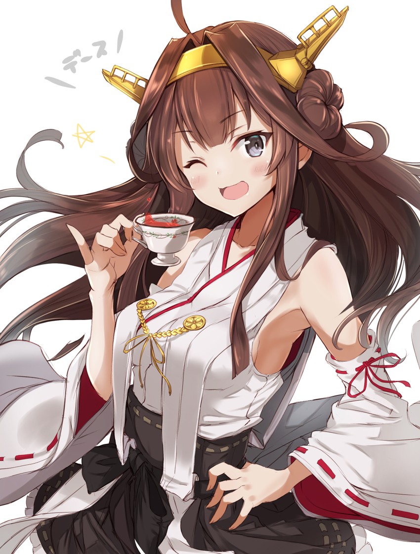 kongou and kongou kai ni (kantai collection) drawn by fuku_kitsune_(fuku_fox)