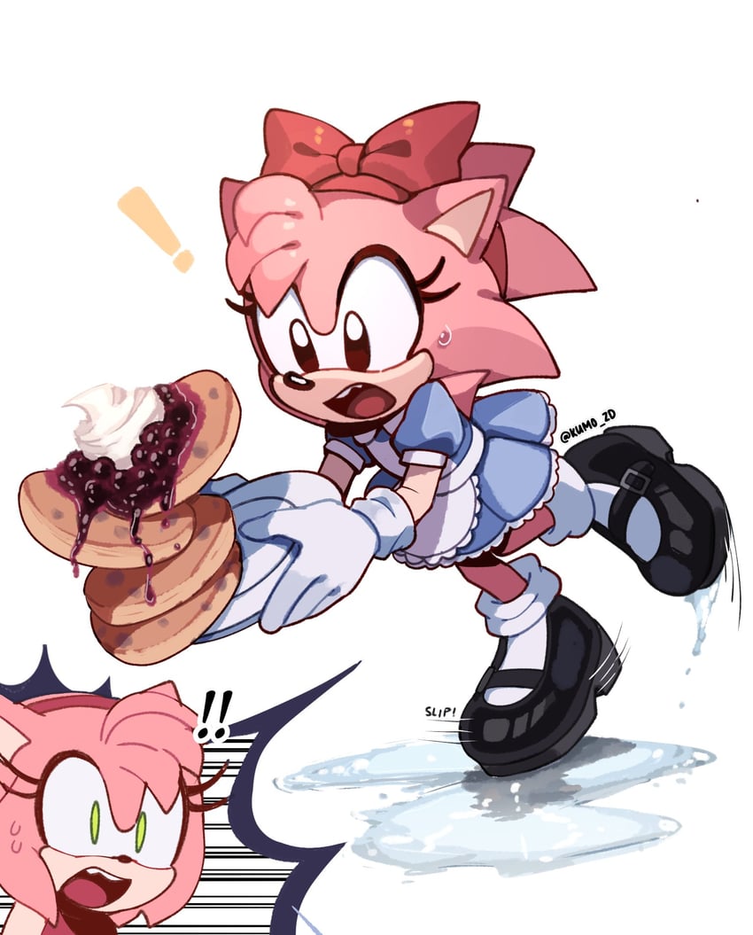 amy rose and classic amy (sonic and 2 more) drawn by kumo_zd