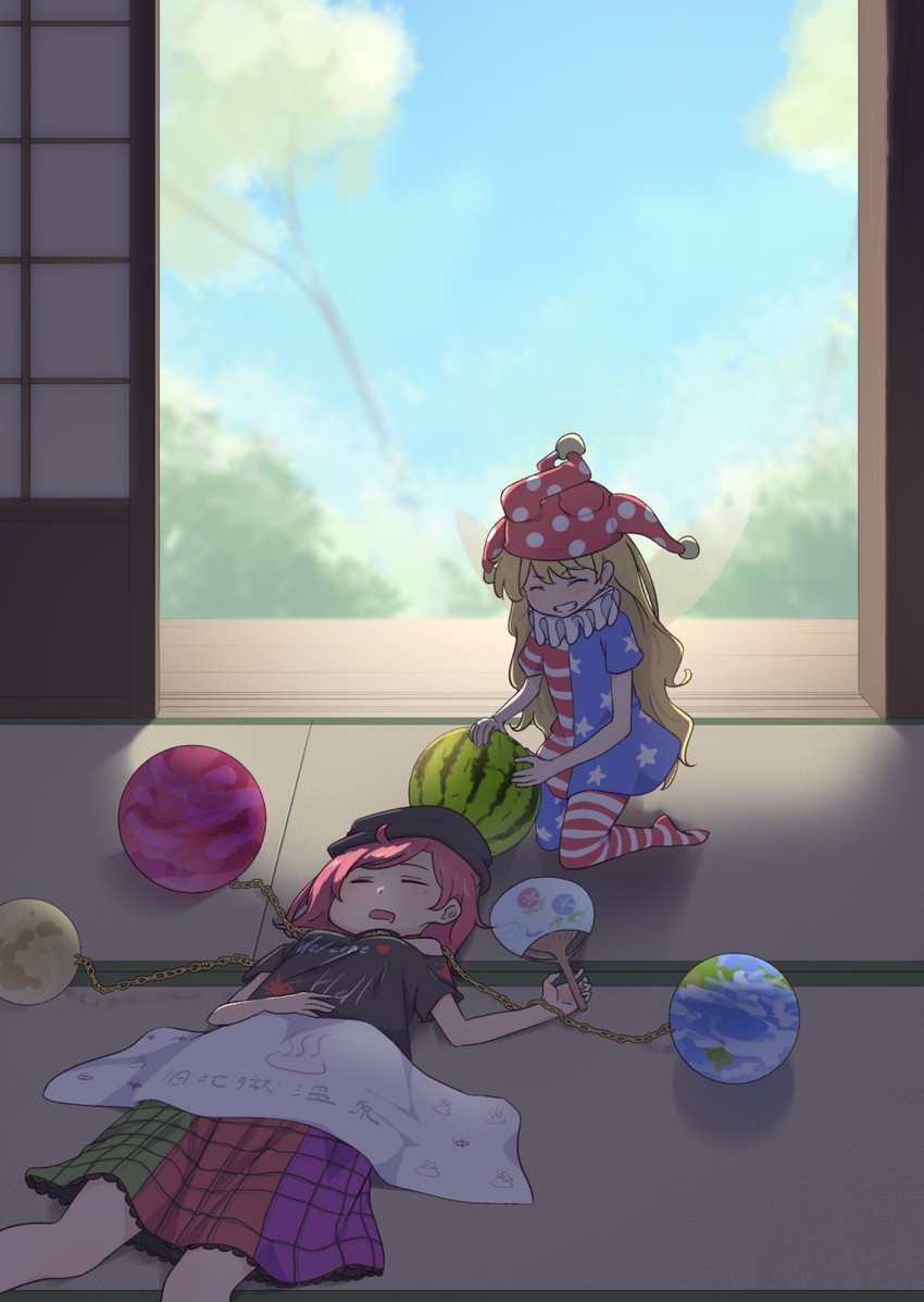 clownpiece and hecatia lapislazuli (touhou) drawn by kanpa_(campagne_9)